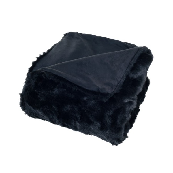 Hastings Home Luxury Long Haired Faux Fur Throw - Black